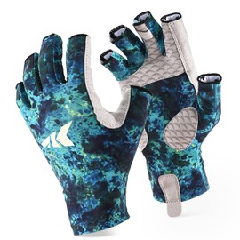 KastKing La Sal Fishing Gloves UPF50+ Sun Gloves UV Protection Fingerless Gloves Men Women for Outdoor, Kayaking, Rowing, Paddling, Canoeing, Hunting