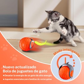 Nuevo Juguete Motorizado para Gatos, Juguete Pelota Giratoria para Gatos, Juguete Pelota Giratoria 360° para Gatos/Perros de Interior Interactivo (Naranja)