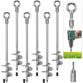 Insaga - Anclajes de Tierra de 30 Pulgadas a Tornillo de Alta Resistencia de 12mm de Acero Sólido, Cuchilla Espiral de 3 Pulgadas con Bor...