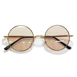 MERRY PLEASURE Date Glasses, Sunglasses, Light Color Lens, Colored Lenses, Boston, Round, Round Glasses, Round Glasses, Light Color, Men's, Women's, UV Protection, 3364/GOLD x Lt.BROWN