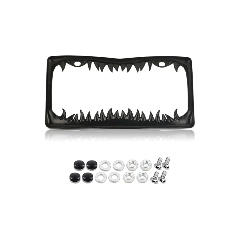Black Shark Tooth License Plate Frame for Men, Horror Halloween