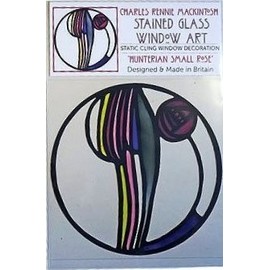 Winged Heart presented by Celtic Glass Designs Static Window Cling in a Mackintosh Hunterian Small Mauve Rose Design