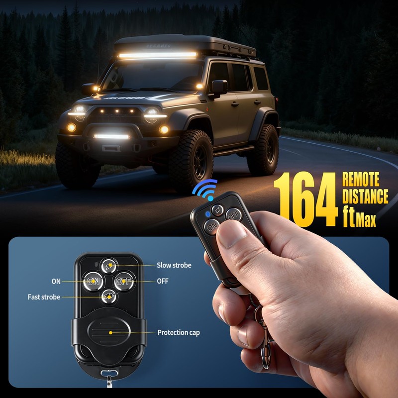 JHE LED Light Bar Remote Control Switch 2KEYS,Relay Wiring Harness