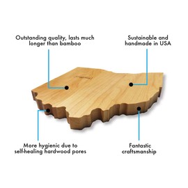 Maple Wood Cutting Board State Shaped (Ohio)