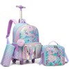 HTgroce Mermaid Rolling Backpack with Wheel,School Backpack for Kids Girl