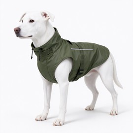 Dog Raincoat for Rainy Walks – Waterproof Polyester Jacket with Reflective Strip, Adjustable Fit & Leash Hole for Outdoor Use
