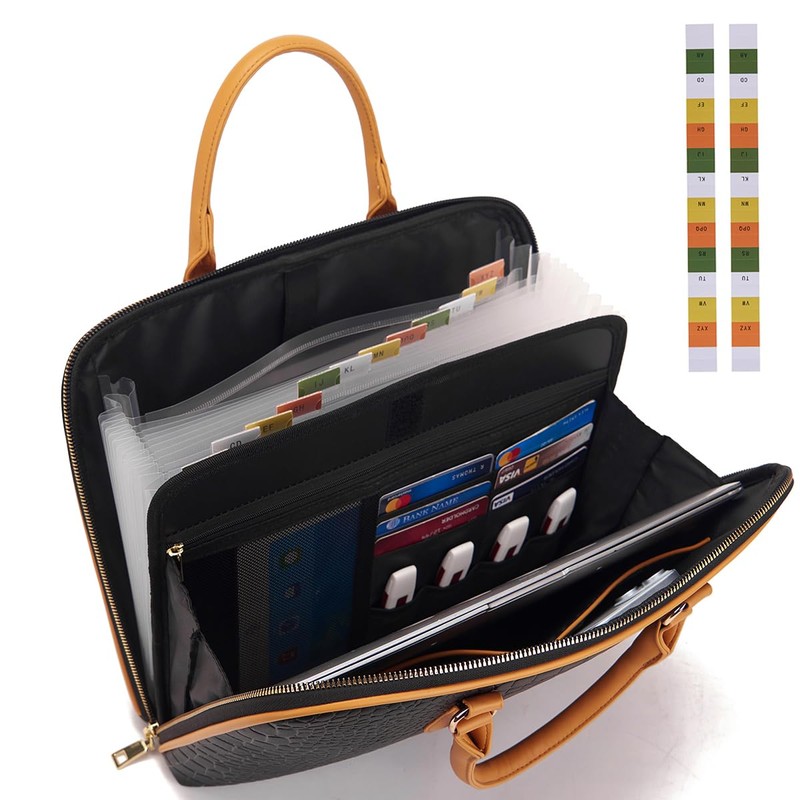 Accordian File Organizer Tote,Folder with Zipper & Labels,12 Pocket Expanding