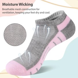 Heatuff 7 Pairs Ankle Socks Womens Athletic Cushioned Running Low Cut Socks for Women