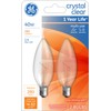 GE Lighting 12165 Light GE2PK40W CLR Blunt Bulb, Incandescent Bulbs,