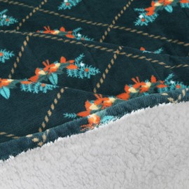 Marquess Heated Blanket Electric Throw - Printed Plush Sherpa Flannel Heating Blanket with 10 Heat Settings Safety 8 Hours Auto-Off Dual Controllers (Green, 62 x 84'')