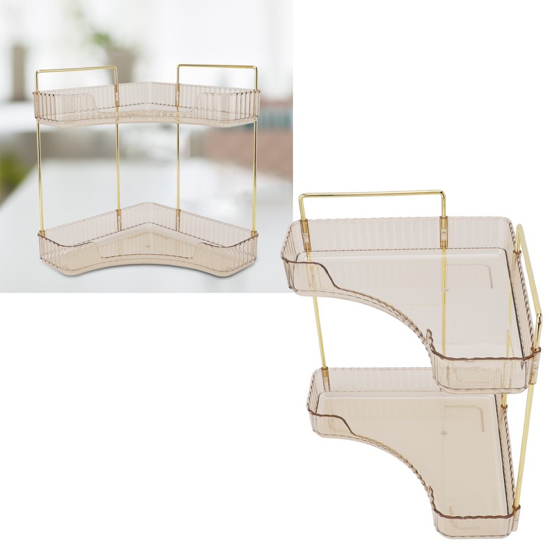 2 Tier Corner Bathroom Countertop Organizer Space Saving Easy Assembly
