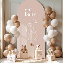 Nude Arch Cover 6FT Spandex Fitted Wedding Arch Stand Covers Round Top Chiara Arch Covers Stretchy Backdrop Cover for Birthday Party Ceremony Banquet Decoration