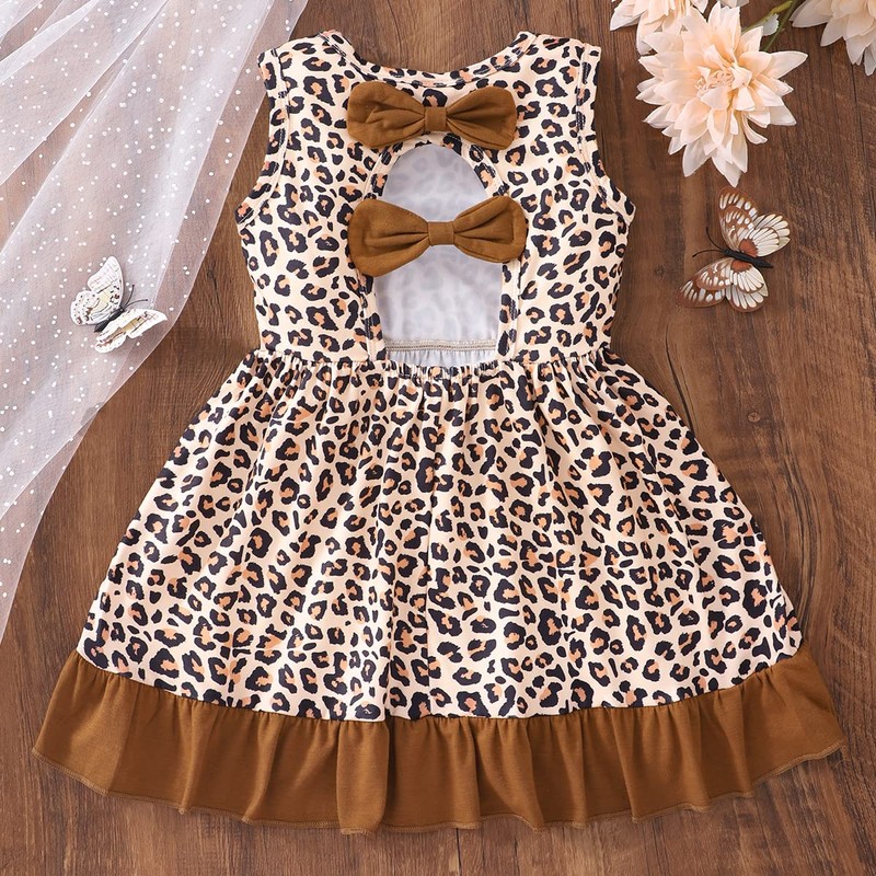 Popshion Girls Leopard Dress for Toddler Girls Sleeveless Leopard Print