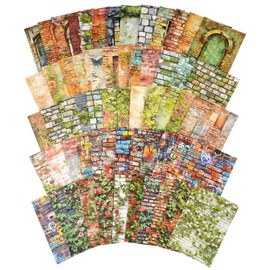 Moriquill 60 Sheets Vintage Washi Stickers – Brick Wall Theme with Floral, Graffiti, Ivy, Window Designs for Scrapbooking, Bullet Journaling and DIY Crafts