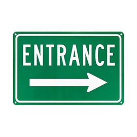 M METERXITY 1-Pack Right Arrow Entrance Sign 12x8 Inch Aluminum Reflective Enter Here Signs Rust Free Waterproof Entrance Signs for Business/Door[White Letters On Green Background]