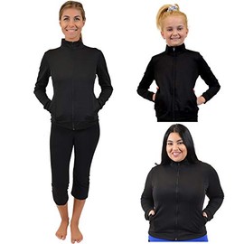 Stretch is Comfort Girl's Viscose Warm Up Jacket Black Large