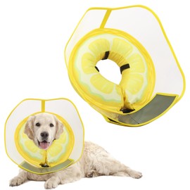 Niuoppy Inflatable Dog Cone Collar for After Surgery, Soft Cone for Dogs Small Medium Large Dog, with Enhanced Anti Licking Baffle, Adjustable- Size XL/L/M (Yellow, XL)