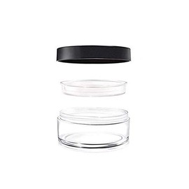 DNHCLL 2PCS 50ML Plastic Empty Clear Make-up Loose Powder Container Case, Soft Sponge Powder Puff Case Black Lid and Sifter Foundation Box