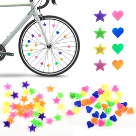 CHDZSW Pack of 36 Spoke Reflectors Bicycle Children, Reflectors Bicycle, Bicycle Accessories, Children, Heart Designs, Cat Eyes Bicycle Children, Suitable for Most Bicycle Types (Hearts and Stars)