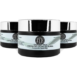 JYE 3 Frascos Crema de Leche de Burra JYE DONKEY MILK. Natural libre de químicos, para piel rostro cuerpo manos, hidratante antiedad, textura ligera, absorción inmediata, exquisito aroma