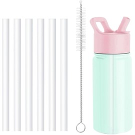 Reusable Replacement Straws Compatible with Simple Modern Summit Water Bottle With Straw Lid-6 Pack BPA-Free Straws and 1 Pack Straw Brush (12 oz)