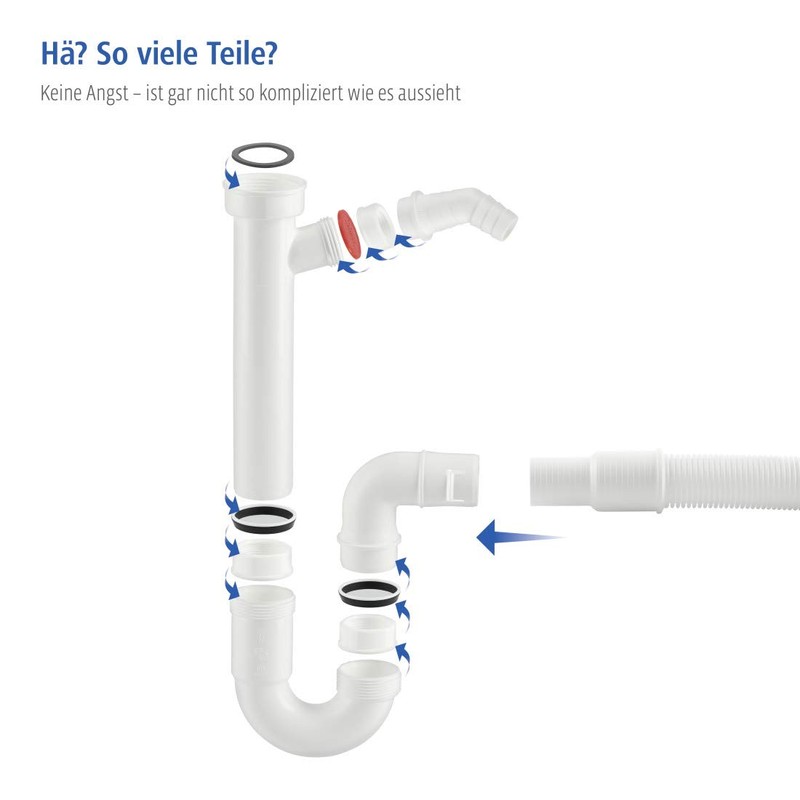 Xavax Flexible Siphon with 1 Device Connection + Odour Trap
