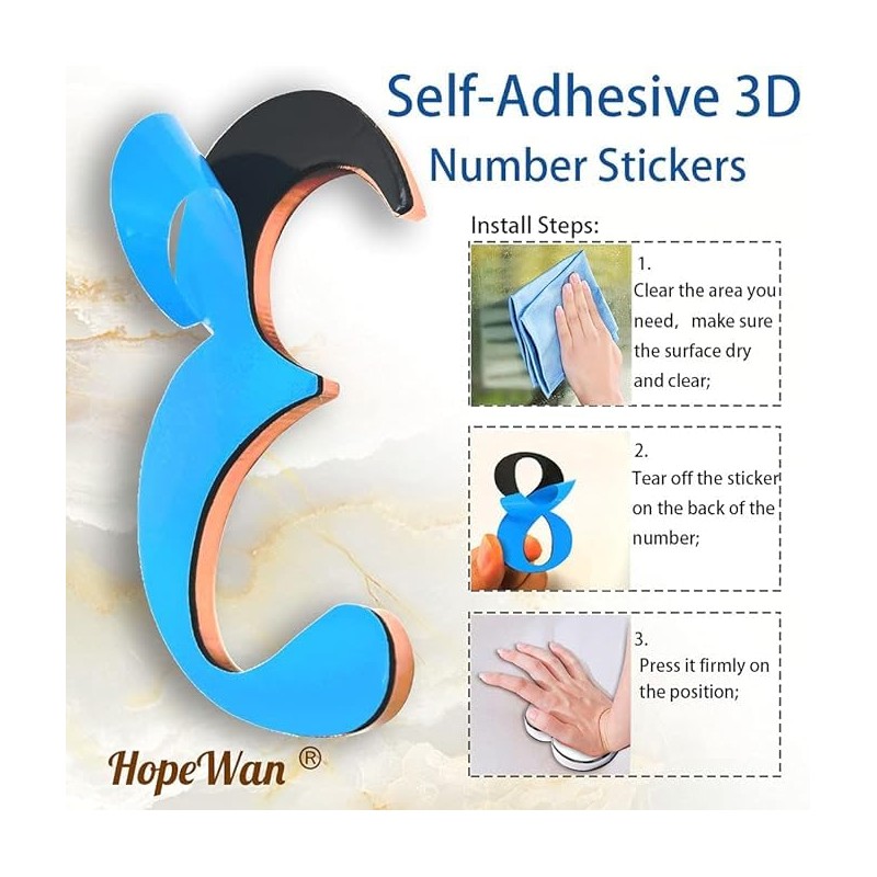 HopeWan Gold Mailbox Number Stickers, Self Stick Door Address Numbers