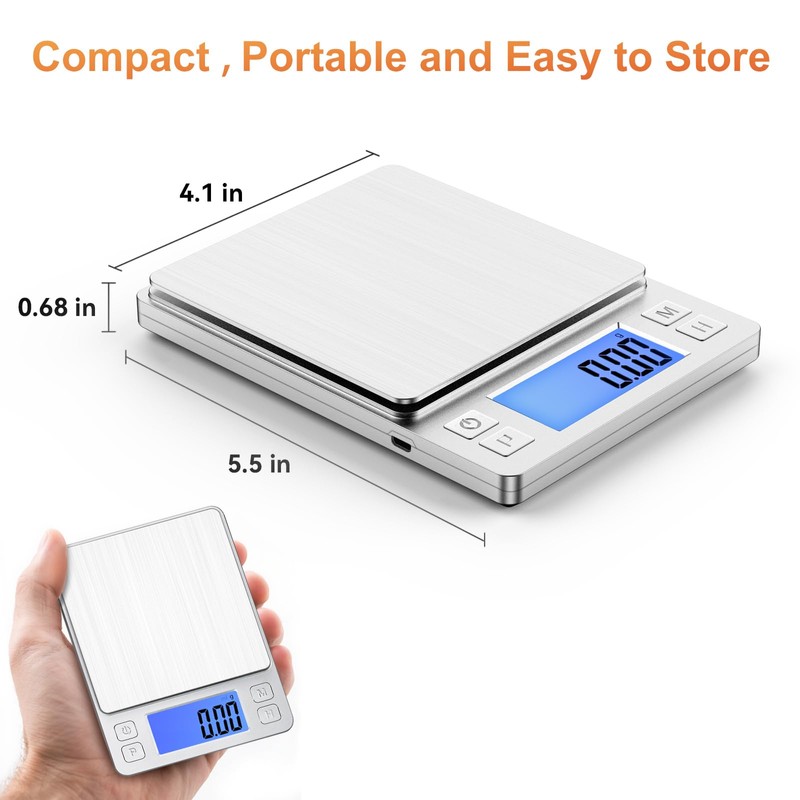BOMATA 0.01g Small Digital Gram Scale, USB Rechargeable, Upgraded 1kg