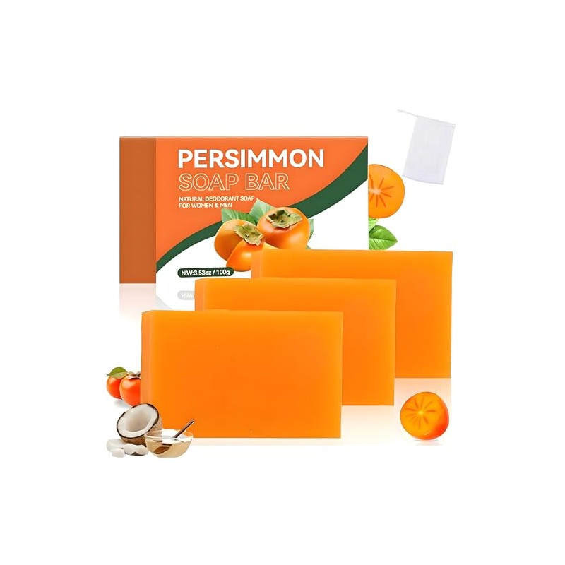 3-Pack Persimmon Soap Bars for Odour Control with Green Tea