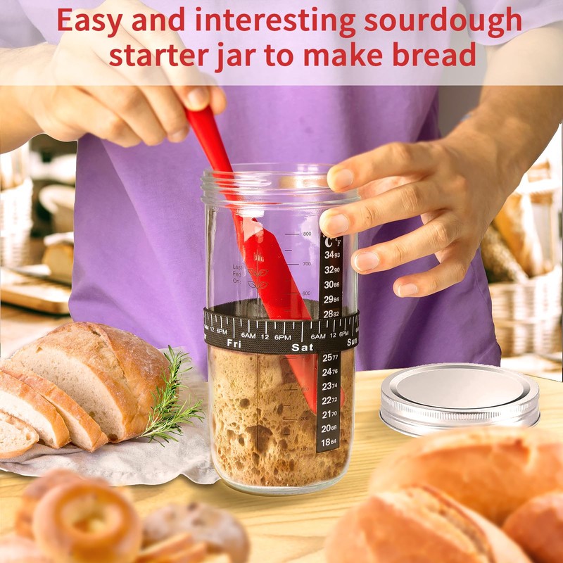 INFTYLE Sourdough Bread Starter Jar Kit 34oz Large Capacity Glass