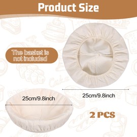 Giantree 2 Stück Leinentuch Brot Backen, Proofing Basket Cloth Liner Leinentuch Für Gärkorb Abdeckhauben Für Ebensmittell Proofing Tuch Teigtuch Back Rund mit Gummibund Zum Gärkörbchen (25cm)