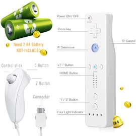 SONVIEE Remote Controller und Nunchuck Joystick Ersatz für Wii/Wii U - Mit Silikonhülle und Handgelenkschlaufe, Ohne Motion Plus