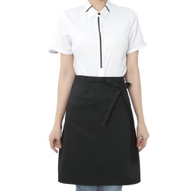 Cozycube Apron for Lower Body, Salon, Simple, Cafe, Bib, Solid Color, Men's, Women's, with Pockets, for Women, for Men, Kitchen, for Coffee Shop, for Kitchen Use, Black, Free size