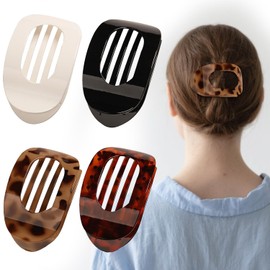 ARWIG 4 Flat Hair Claws | Curved Ladies Hair Clips | Flat Hair Claw | Hair Accessories for Women | Flat Hair Clips for Thick Hair (Color 1)