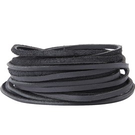 GORGECRAFT 5m x 3mm Black Flat Leather Cord Genuine Leather Strips Cowhide Strings Braiding Thread Rope for DIY Crafts Necklace Bracelets Anklet Keychains Jewelry Making Boot Lace Beading Supplies