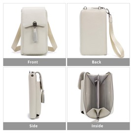 Pearl Angeli Small Leather Crossbody Bags for Women RFID Cross Body Cell Phone Wallet Purse with Two Nylon Straps