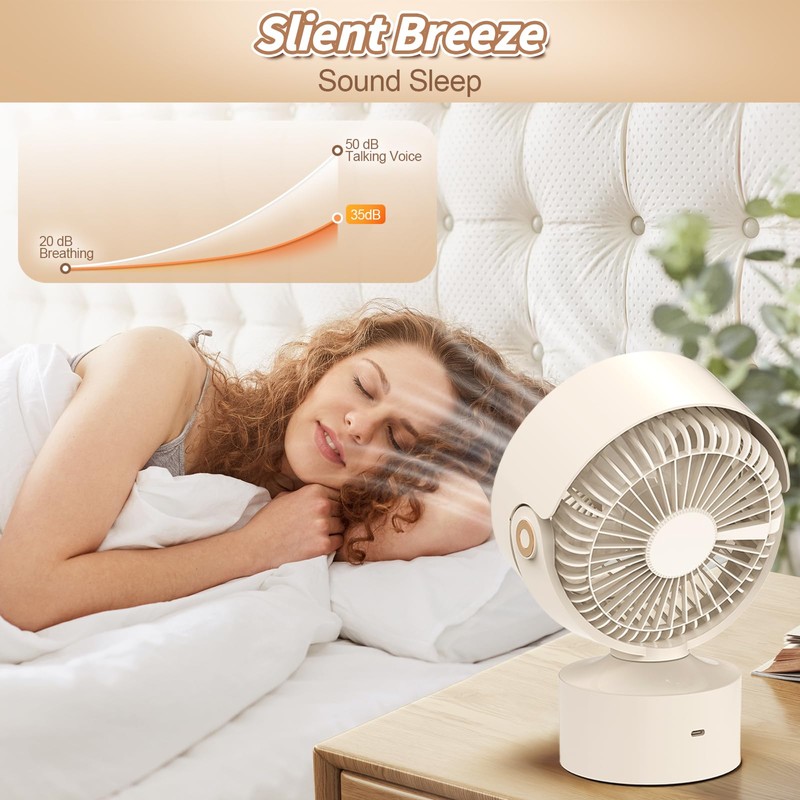Yincook Desk Fans for Bedroom, 9-Inch Oscillating Air Circulator Fan,