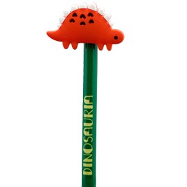 Puckator Dinosauria Jr Dinosaur Pencil with PVC Topper - Pencils for Kids - End of Year Gifts for Children - Funky Pencils for Kids Girls Boys - Party Bag Fillers - Childrens Pencil - Classroom Gifts