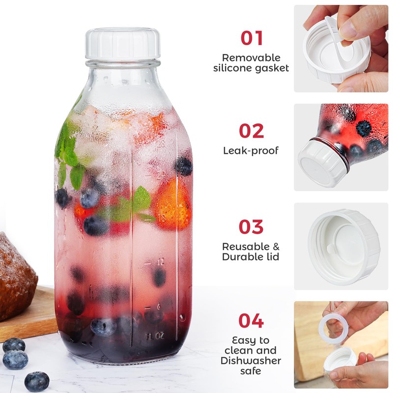 Dwbligt 32 oz Reusable Glass Milk Bottles with Silicone Dispenser