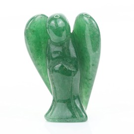 Ouubuuy Hand Carved Crystal Angel, Pocket Guardian Natural Gemstone Statue Mini Figure Decoration for Peace, Love, Happiness and Healing, 1.5 Inches (Green Aventurine)