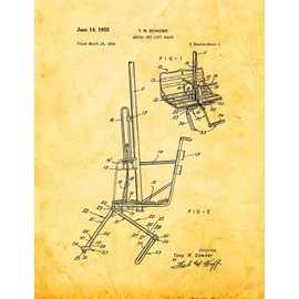 Aerial Ski Lift Chair Patent Print Golden Look (13" x 19") M14661