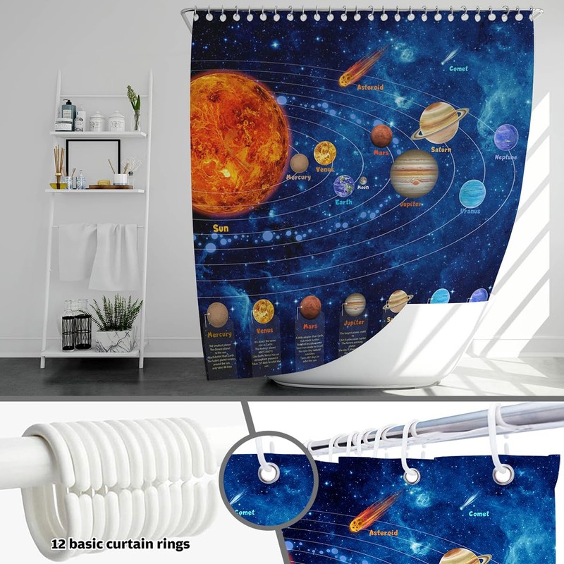 Mocsicka Galactic Outer Space Shower Curtain Boys Nebula Universe Planet