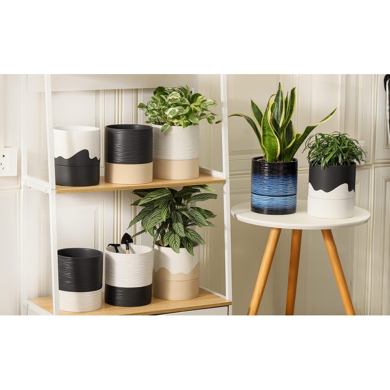 Nihow Self Watering Plant Pot: 6 Inch Ceramic Planter with