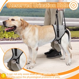 Dog Sling for Large Dogs Hind Leg Support, Disabled Pet Dog Lift Harness, Adjustable Dog Sling Carrier with Padded Helps Arthritis ACL Recovery for Weak Back Legs Hip Joint Injury Elderly Dogs (L)