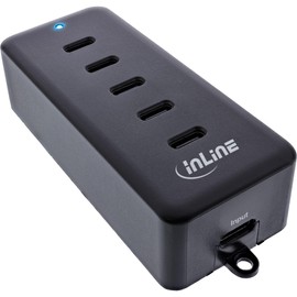 InLine 5-Port USB-C PowerHub, kompakte Ladegerät-Erweiterung für USB-C, intelligente Energieverteilung mit Power Delivery, max. 100W, 31515D