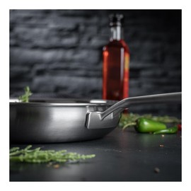 KUHN RIKON Culinary Fiveply Oven Proof Uncoated Stainless Steel & Aluminium Frying Pan with Welded Stay-Cool Handle, 20cm. Induction Safe Pan. Dishwasher Safe Cookware Guarantee