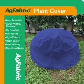 Agfabric Plant Covers Freeze Protection Dia10' 0.9oz Plant Winter Cover Freeze Cloths for Plants Drawstring Bags Shrub Jacket Warm Blanket,Dark Blue