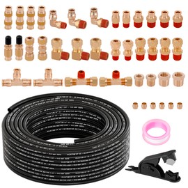 Boeray 43pcs 100FT 1/4 DOT Air Line Brass Fittings Kit 1/4" OD Quick Push to Connect Fittings Compression Fittings 1/4" SAE J844 PA12 Nylon Air Hose Tubing for Industrial & Truck Brake System