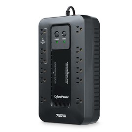CyberPower EC750GTAA Ecologic Battery Backup & Surge Protector UPS System, 750VA/450W, 12 Outlets, ECO Mode, Compact Uninterruptible Power Supply, TAA Certified