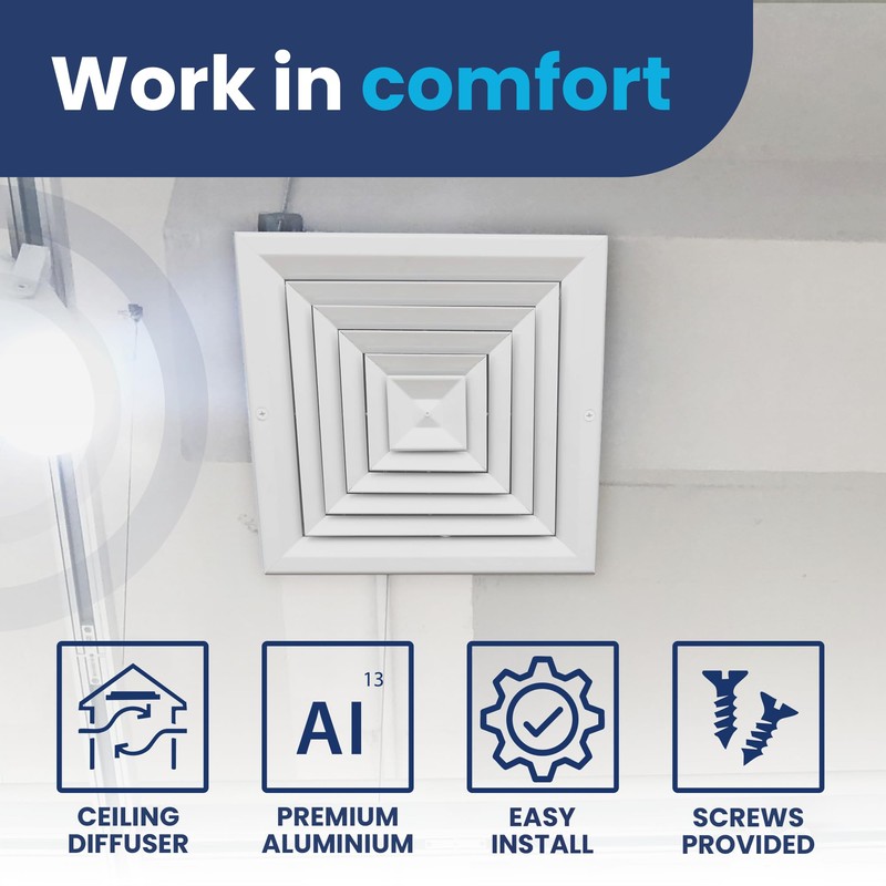 8x8 Inch (Duct Opening) Air Vent Cover - 4-Way AC